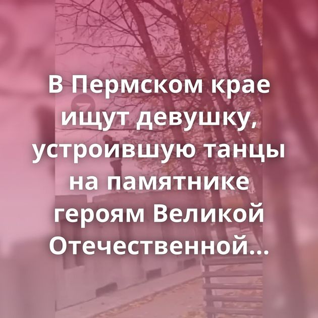 В Пермском крае ищут девушку, устроившую танцы на памятнике героям Великой Отечественной войны
