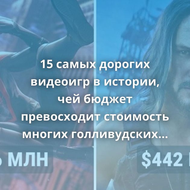 15 самых дорогих видеоигр в истории, чей бюджет превосходит стоимость многих голливудских фильмов